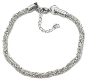 Pulsera de acero quirurgico eslabon red trenzada  18cm + 5cm